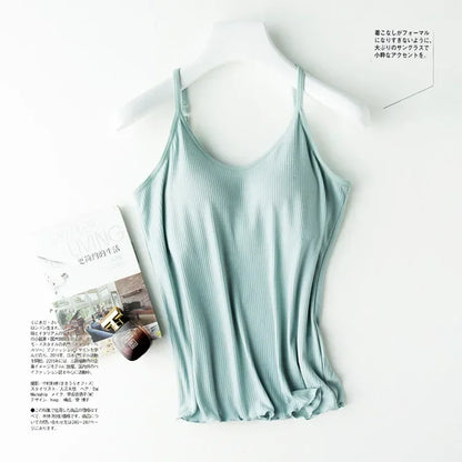 2025 day line modal thread beauty back new steel-free integrated chest pad camisole bottoming shirt with chest pad camisole