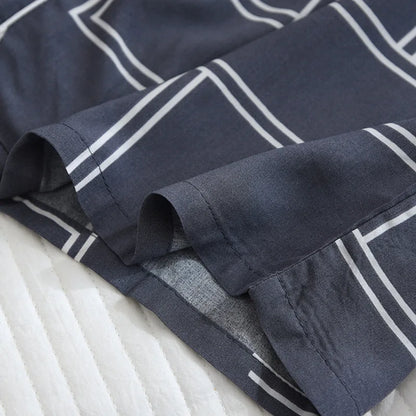 Spring and summer new men's pajamas long-sleeved trousers two-piece set 100% viscose thin homewear set cardigan large size sleep