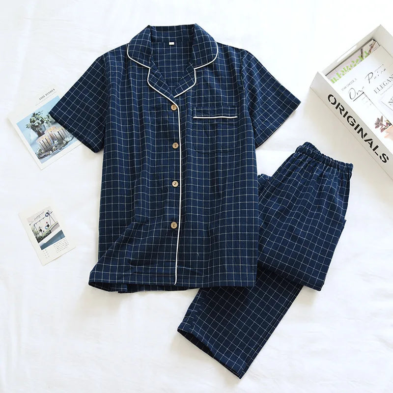 2025 Japanese style simple short women female 100% cotton gauze short sleeve trousers ladies pajamas suit cute pajamas sets home
