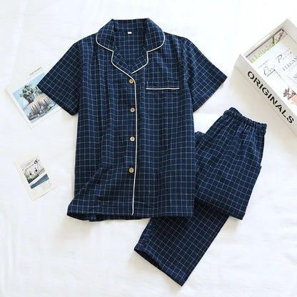 2025 Japanese style simple short women female 100% cotton gauze short sleeve trousers ladies pajamas suit cute pajamas sets home