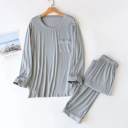 New Spring and Autumn Men's Pajamas Set Modal Long Sleeve Pants Two Piece Loose Oversize Home Suit Pajamas For Men Sleepwear