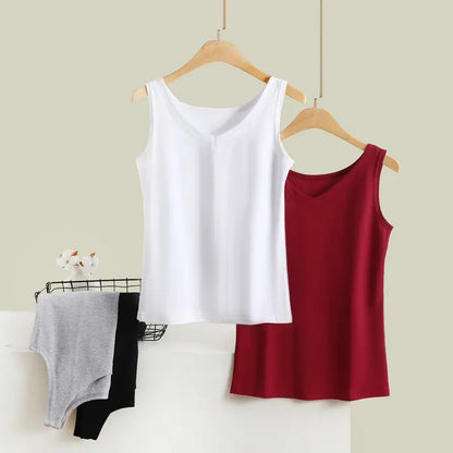 2025 new summer women's sleeveless vest single-piece top Modal vest body-fitting bottom top V-neck sling with thin home clothes