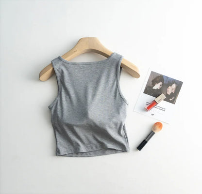 2025 Summer New Women's Short Tank Top with Chest Cushion Bottom Women's Viscous Fiber Inner Strap Top Thin Thread Pajamas