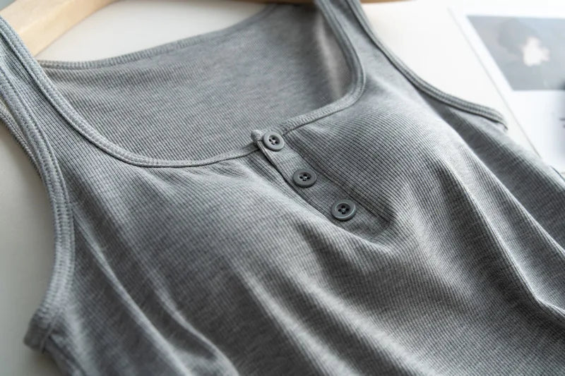 2025 Summer New Women's Short Tank Top with Chest Cushion Bottom Women's Viscous Fiber Inner Strap Top Thin Thread Pajamas