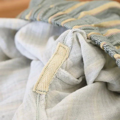 New men's sleepwear two-piece set for spring 2025 100% cotton crepe fabric vertical stripe long sleeved long pants home suit set