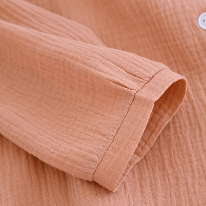 2025 new women's pajama suit 100% cotton crepe sweet lovely long-sleeved trousers two-piece home wear thin sleepwear women