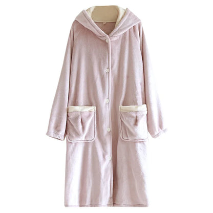 Autumn and winter new style couples' solid color nightgown flannel gown men and women's coral velvet simple pajamas home clothes