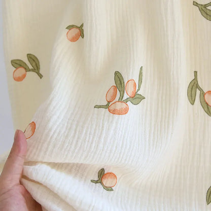 2025 Summer New Women's Pajama Dress 100% Cotton Crepe Ladies Short Sleeve Skirt Thin Flower Dress Homewear Pajama Dress
