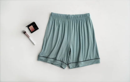 2025 summer new women's pajamas 3-piece Modal large simple pajamas with bra short sleeves+shorts+trousers casual home wear
