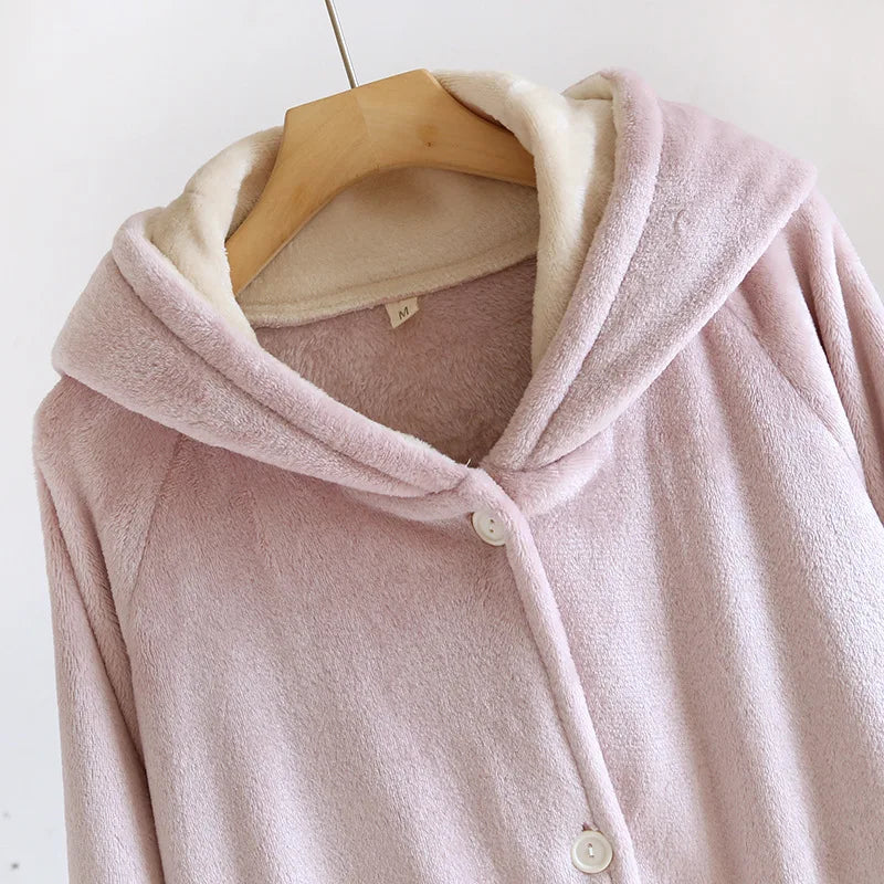Autumn and winter new style couples' solid color nightgown flannel gown men and women's coral velvet simple pajamas home clothes