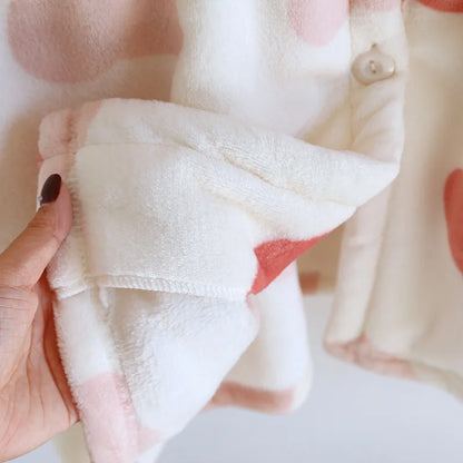 2025 Winter New Flannel Sleeping Robe Women's Bathrobe Long Thickened Velvet Cute Sweet Hooded Home Robe Sleepwear Ladies