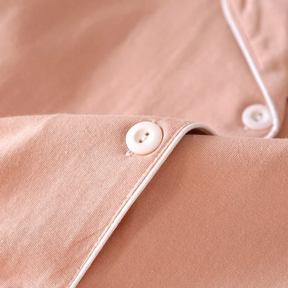2025 Spring and Autumn New Couple Pajamas Two Piece Set 100%Cotton Knitted Men's and Women's Simple Long Sleeve Home Furnishings