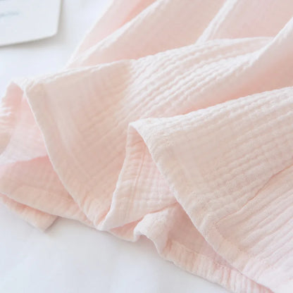 Japanese summer new short-sleeved shorts ladies pajamas set 100% cotton crepe solid color fresh home clothes two-piece set