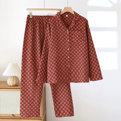 2025 New Spring and Autumn Women's Pajama Set Full Cotton Long Sleeve Long Pants Two Piece Set Cardigan Women's Home Clothes