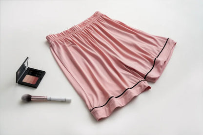 2025 summer new women's pajamas 3-piece Modal large simple pajamas with bra short sleeves+shorts+trousers casual home wear