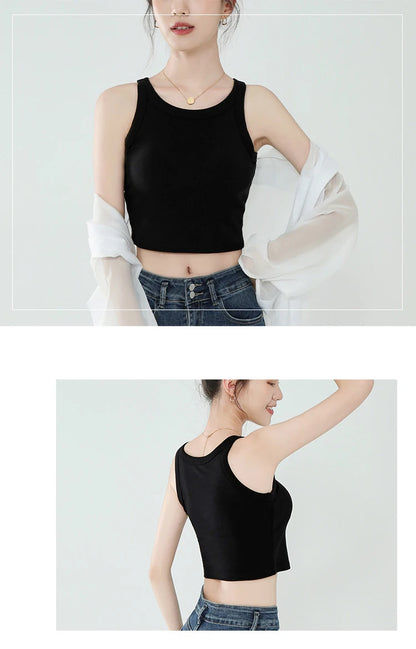 Spring and summer new women's modal with chest pad vest bra one-piece vest home service camisole crop top women camisoles