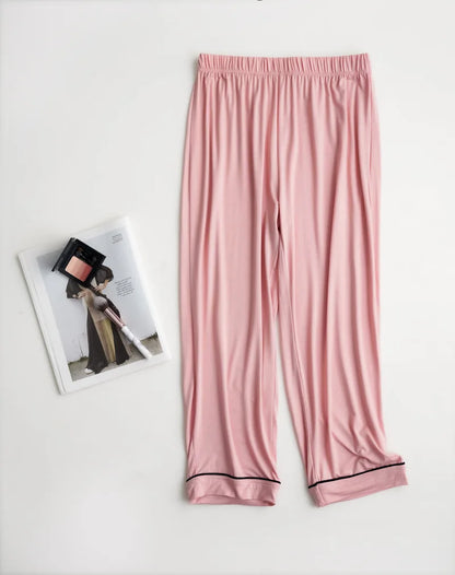 2025 summer new women's pajamas 3-piece Modal large simple pajamas with bra short sleeves+shorts+trousers casual home wear