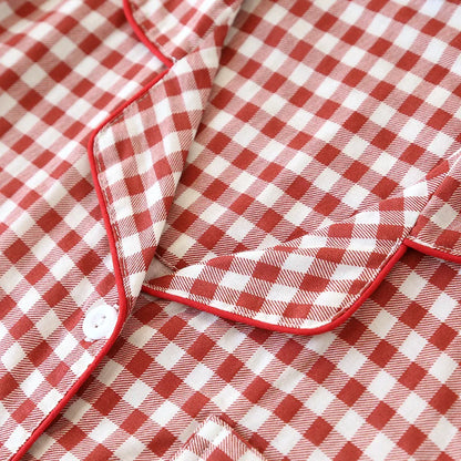 2025 Spring/Summer Couple Pajama Set 100% Cotton Double Layer Gauze Men's and Women's Japanese Plaid Set Long sleeved Home Fury