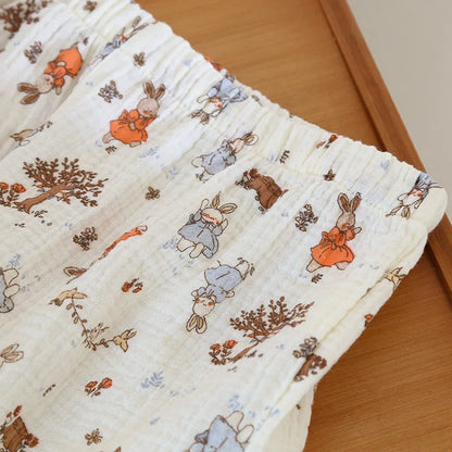 2025 New Summer Women's Pajama Set 100% Cotton Crepe Large Short Sleeve Shorts Two Piece Home Clothes Sleepwear Ladies