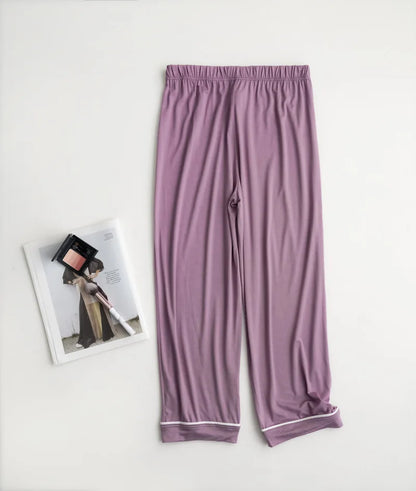 2025 summer new women's pajamas 3-piece Modal large simple pajamas with bra short sleeves+shorts+trousers casual home wear