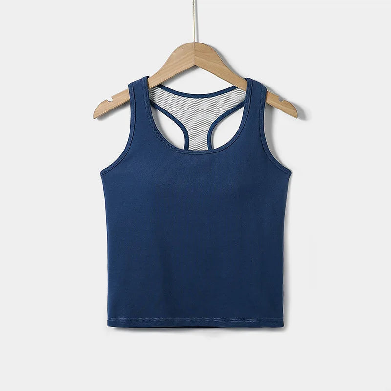 2025 New Women's Summer Pure Cotton Tank Top with Breast Pads Bra One Piece Racerback Backing Sleepwear Home Furnishing Top