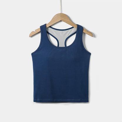 2025 New Women's Summer Pure Cotton Tank Top with Breast Pads Bra One Piece Racerback Backing Sleepwear Home Furnishing Top