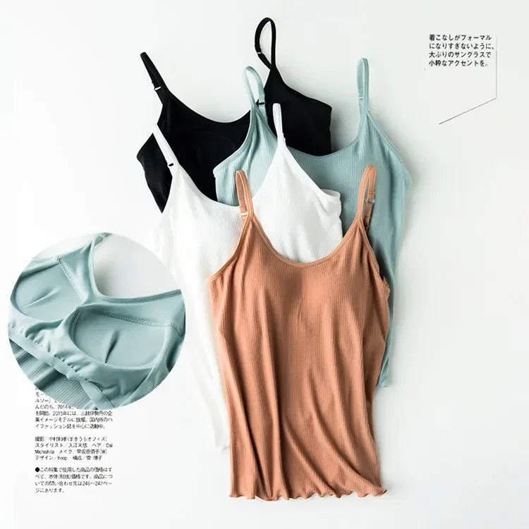 2025 day line modal thread beauty back new steel-free integrated chest pad camisole bottoming shirt with chest pad camisole