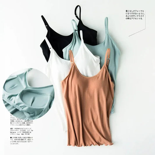 2025 day line modal thread beauty back new steel-free integrated chest pad camisole bottoming shirt with chest pad camisole