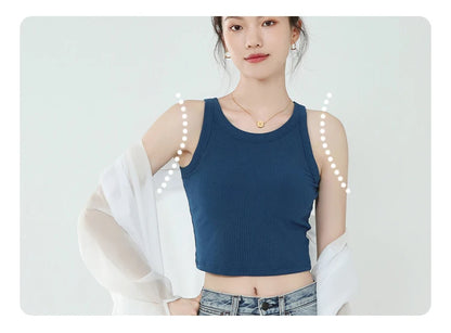 Spring and summer new women's modal with chest pad vest bra one-piece vest home service camisole crop top women camisoles