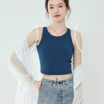 Spring and summer new women's modal with chest pad vest bra one-piece vest home service camisole crop top women camisoles