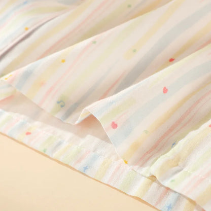 2025 Summer New Women's Pajama Set 100% Cotton Gauze Short Sleeve Shorts Two Piece Set Thin cardigan Home Clothes sleepwear