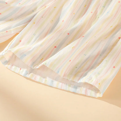 2025 Summer New Women's Pajama Set 100% Cotton Gauze Short Sleeve Shorts Two Piece Set Thin cardigan Home Clothes sleepwear