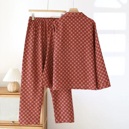 2025 New Spring and Autumn Women's Pajama Set Full Cotton Long Sleeve Long Pants Two Piece Set Cardigan Women's Home Clothes