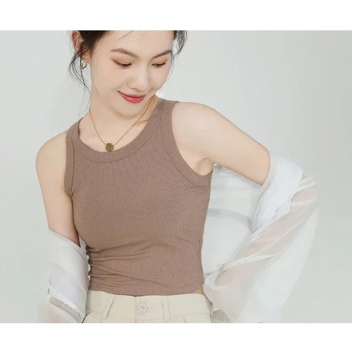Spring and summer new women's modal with chest pad vest bra one-piece vest home service camisole crop top women camisoles