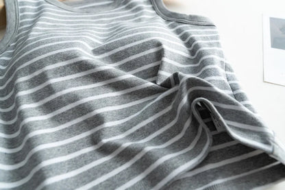 2025 Summer New Women's Tank Top Pajamas All Cotton with Chest Pads Tank Top with Stripe Sports Bottom Short Home Fur Ladies
