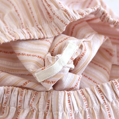 2025 New Spring/Summer Couple Set 100% Cotton Striped Long Sleeve Two Piece Set Men's and Women's Cardigan Home Clothes
