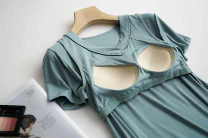 2025 summer new women's pajamas 3-piece Modal large simple pajamas with bra short sleeves+shorts+trousers casual home wear