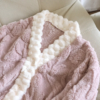 2025 autumn and winter women's nightgown flannel V-neck flower tulip plus velvet cardigan nightgown nightgown sleepwear women