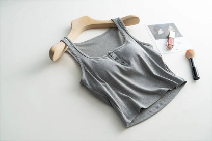 2025 Summer New Women's Short Tank Top with Chest Cushion Bottom Women's Viscous Fiber Inner Strap Top Thin Thread Pajamas