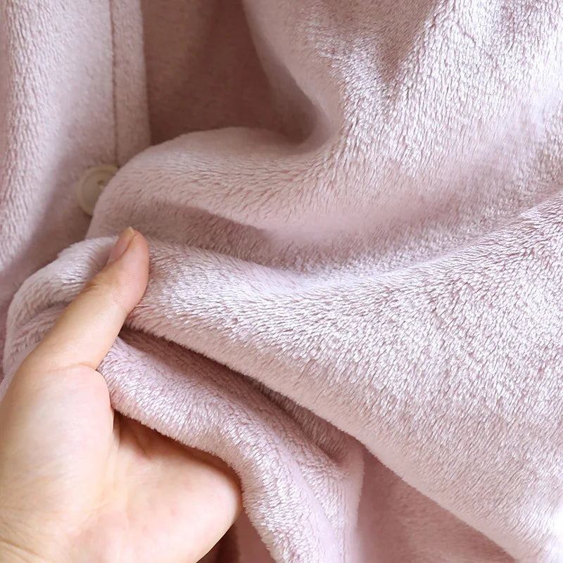 Autumn and winter new style couples' solid color nightgown flannel gown men and women's coral velvet simple pajamas home clothes