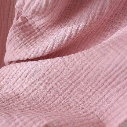 New Spring and Autumn Couple Pajamas Set 100%Cotton Crepe Long Sleeve Pants Two Piece Men's and Women's Large Size Home Garments