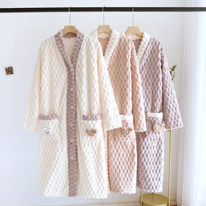 2025 New Autumn/Winter Women's Sleeping Skirt Flannel Plush Thickened Warm Long Dress Coral Plush Home Fur Sleeping Skirt Ladies