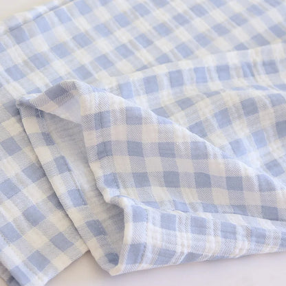 2025 New Spring Couple's Pajama Set 100% Cotton Long Sleeve Long Pants Two Piece Set Checkered Men's and Women's Home Clothes