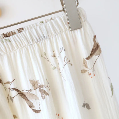 2025 New Spring/Summer Women's Pajama Set 100% Cotton Crepe Cute Thin Short Sleeve+Shorts+Pants Home Clothes 3-Piece Set