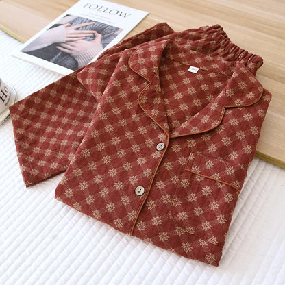 2025 New Spring and Autumn Women's Pajama Set Full Cotton Long Sleeve Long Pants Two Piece Set Cardigan Women's Home Clothes