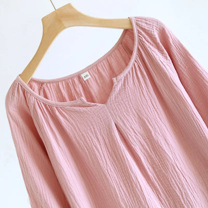 2025 New Spring and Autumn Women's Sleeping Skirt 100% Cotton Crepe Colorful Sleeping Skirt Large Loose Home Skirt Nightgown