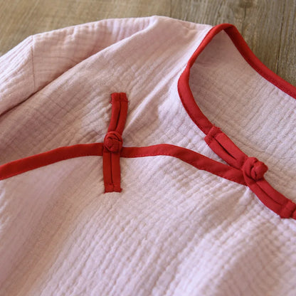 New spring and summer 100% cotton Chinese style women's pajamas two-piece set three-quarter sleeve tops home service suits