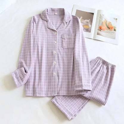2025 New Couple's Checkered Pajama Set for Autumn and Winter Warmth,Men's and Women's Long sleeved Pants,Two piece Home Clothes