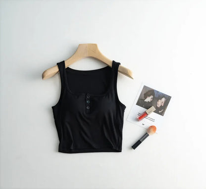2025 Summer New Women's Short Tank Top with Chest Cushion Bottom Women's Viscous Fiber Inner Strap Top Thin Thread Pajamas