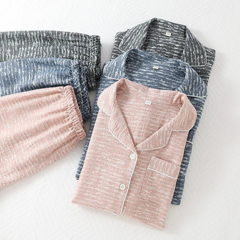 2025 New Summer Couple's Pajama Set 100% Cotton Men's and Women's Short Sleeve Shorts Two Piece Set Thin Home Clothing